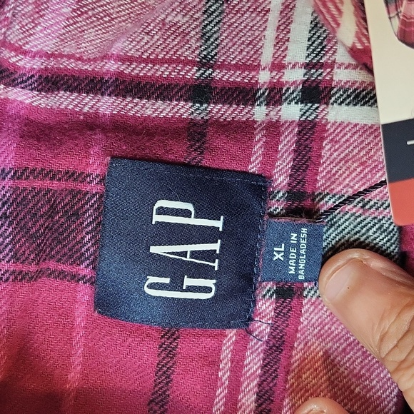 GAP women's XL purple plaid boyfriend flannel new w tags 100% cotton long sleeve - Picture 6 of 7